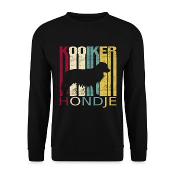 Kooikerhondje Kooiker Vintage Rétro - Sweat-shirt Unisexe - noir - Devant - Alina (178cm) & Michal (187cm)