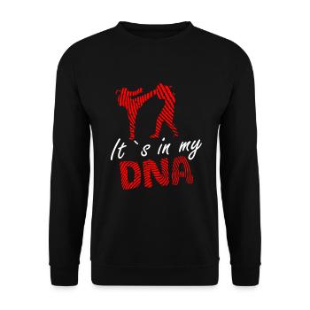 Muay Thai Thaiboxen It`s in my DNA Spruch - Unisex Pullover - Schwarz - Vorne - Alina (178cm) & Michal (187cm)