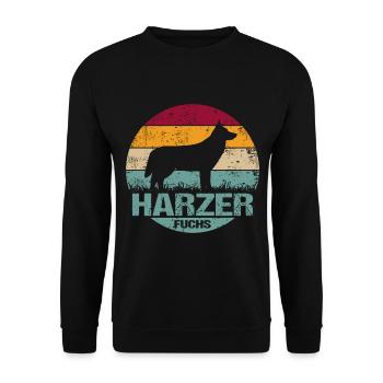 Harzer Fuchs Retro Vintage - Unisex Pullover - Schwarz - Vorne - Alina (178cm) & Michal (187cm)