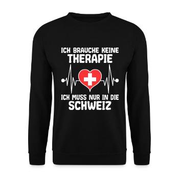 Schweiz Schweizer Flagge Kreuz Herzschlag Spruch - Unisex Pullover - Schwarz - Vorne - Alina (178cm) & Michal (187cm)