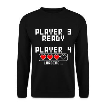Schwangerschaft verkünden Baby Player 4 Loading - Unisex Pullover - Schwarz - Vorne - Alina (178cm) & Michal (187cm)