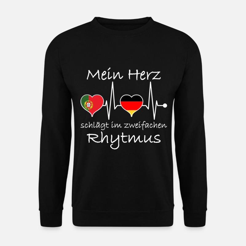 Portugal Deutschland Flagge Herzschlag - Unisex Pullover - Schwarz