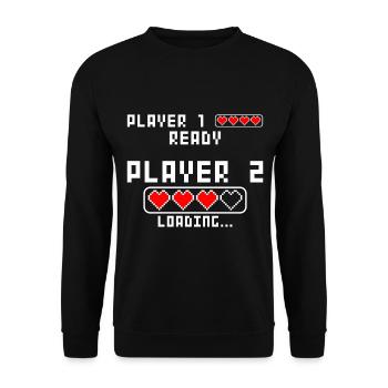 Grossesse annoncer baby Player 2 Loading - Sweat-shirt Unisexe - noir - Devant - Alina (178cm) & Michal (187cm)