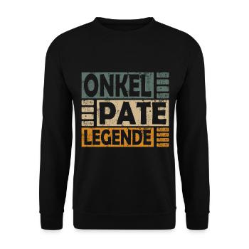 Onkel Pate Legende für Patenonkel - Unisex Pullover - Schwarz - Vorne - Alina (178cm) & Michal (187cm)