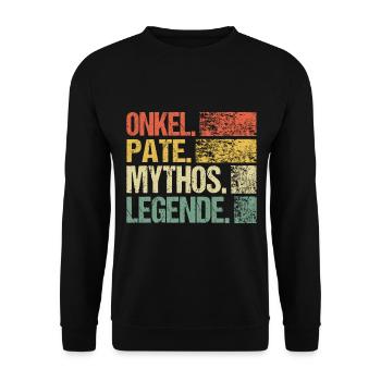 Onkel Pate Mytho Legende - Unisex Pullover - Schwarz - Vorne - Alina (178cm) & Michal (187cm)