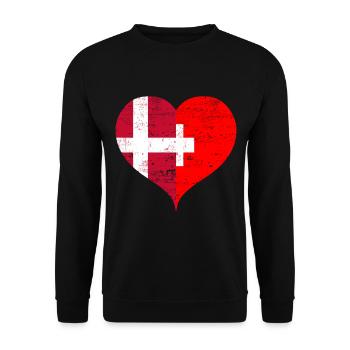 Flag Switzerland Denmark Heart Vintage - Unisex Sweatshirt - black - Front - Alina (178cm) & Michal (187cm)