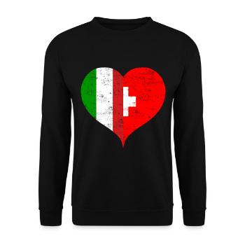 Suisse Italie Drapeau Coeur Vintage - Sweat-shirt Unisexe - noir - Devant - Alina (178cm) & Michal (187cm)