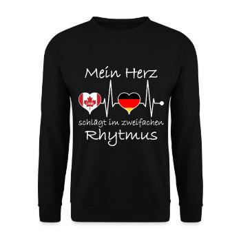 Deutschland Kanada Flagge Herzschlag - Unisex Pullover - Schwarz - Vorne - Alina (178cm) & Michal (187cm)