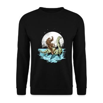 Bigfoot Reit Reite Loch Ness Monster - Unisex Pullover - Schwarz - Vorne - Alina (178cm) & Michal (187cm)