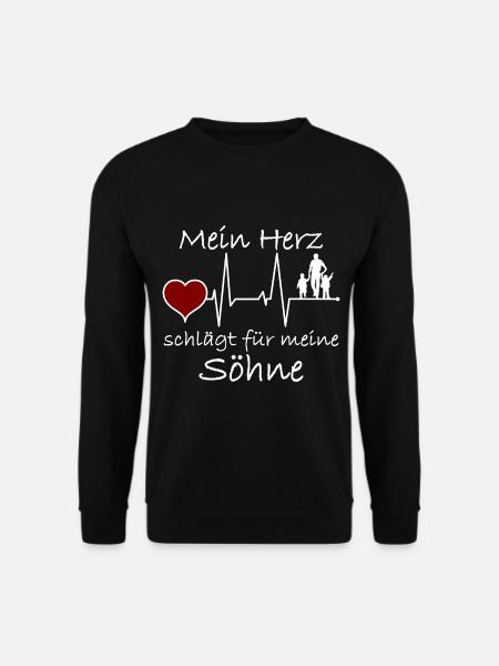 Papa und 2 Söhne Herzschlag - Unisex Pullover - Schwarz