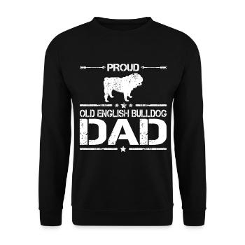 Olde Old English Bulldogge Papa Geschenk - Unisex Pullover - Schwarz - Vorne - Alina (178cm) & Michal (187cm)