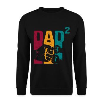 Papa Père de 2 enfants Jumeaux Fils Fille - Sweat-shirt Unisexe - noir - Devant - Alina (178cm) & Michal (187cm)