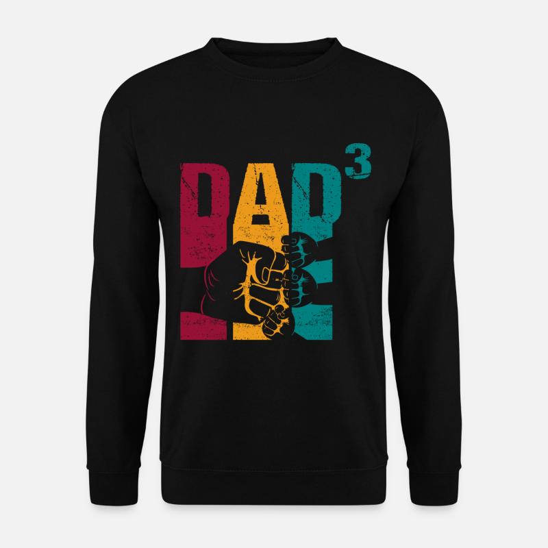 Papa Vater von 3 Kinder Drillinge Söhnen Mädchen - Unisex Pullover - Schwarz