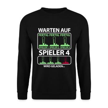 Schwangerschaft verkünden Baby 4 Kind viertes - Unisex Pullover - Schwarz - Vorne - Alina (178cm) & Michal (187cm)