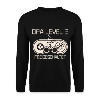 Opa hoch 3 werdender dreifacher drei Enkel - Unisex Pullover - Schwarz - Vorne - Alina (178cm) & Michal (187cm)