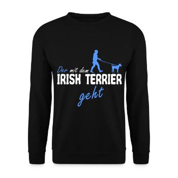 Irischer Irish Terrier Hund der mit geht spruch - Unisex Pullover - Schwarz - Vorne - Alina (178cm) & Michal (187cm)