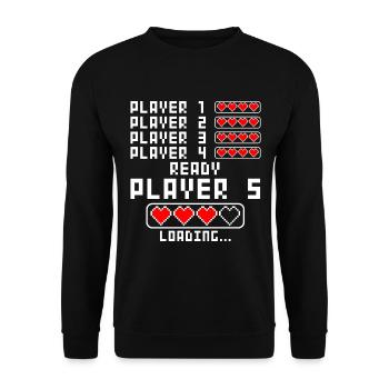 Annonce de grossesse bébé 5 enfant cinq cinquième - Sweat-shirt Unisexe - noir - Devant - Alina (178cm) & Michal (187cm)