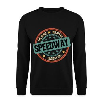 Speedway Motorrad Motorbike Dad Vintage Lustig - Unisex Pullover - Schwarz - Vorne - Alina (178cm) & Michal (187cm)