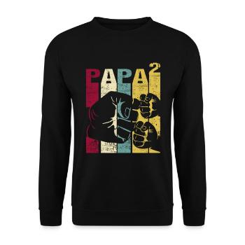 Papa Père de 2 enfants Jumeaux Fils Fille - Sweat-shirt Unisexe - noir - Devant - Alina (178cm) & Michal (187cm)
