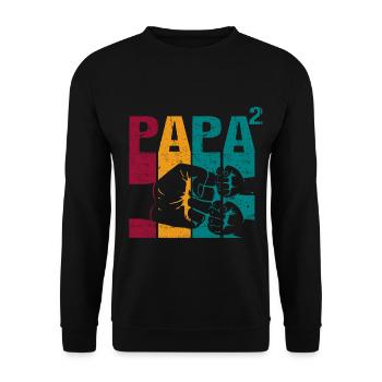 Papa Vater von 2 Kinder Zwillinge Söhnen Mädchen - Unisex Pullover - Schwarz - Vorne - Alina (178cm) & Michal (187cm)