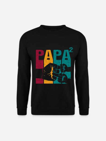 Papa Vater von 2 Kinder Zwillinge Söhnen Mädchen - Unisex Pullover - Schwarz