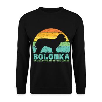 Bolonka Zwetna Chien Papa Papa Vintage Style Rétro - Sweat-shirt Unisexe - noir - Devant - Alina (178cm) & Michal (187cm)