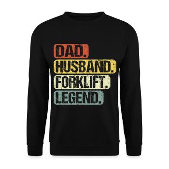 Staplerfahrer Papa Dad Lustige Sprüche Legend - Unisex Pullover - Schwarz - Vorne - Alina (178cm) & Michal (187cm)
