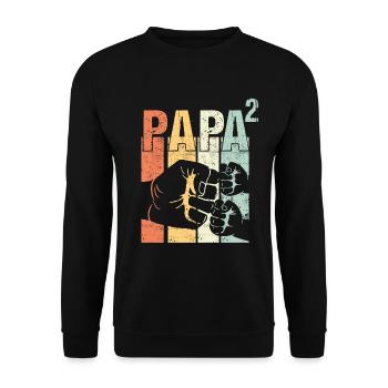 Papa Vater von 2 zwei Zweiten Kindern Zwillinge - Unisex Pullover - Schwarz - Vorne - Alina (178cm) & Michal (187cm)