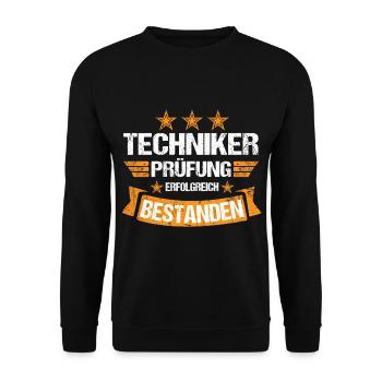 Techniker Abschluss Prüfung bestanden Meister - Unisex Pullover - Schwarz - Vorne - Alina (178cm) & Michal (187cm)