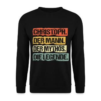 Christoph der mann der mytho die legende - Unisex Pullover - Schwarz - Vorne - Alina (178cm) & Michal (187cm)