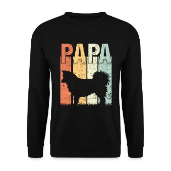 Chien islandais Spitz islandais Papa Papa - Sweat-shirt Unisexe - noir - Devant - Alina (178cm) & Michal (187cm)