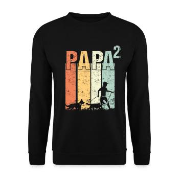 Hundepapa Dad Papa Vater mit 2 zwei Hunde Hunden - Unisex Pullover - Schwarz - Vorne - Alina (178cm) & Michal (187cm)