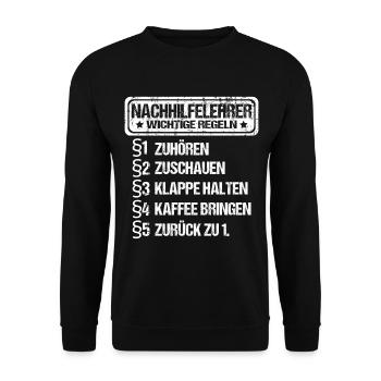 Nachhilfelehrer Nachhilfe Sprüche Privatlehrer - Unisex Pullover - Schwarz - Vorne - Alina (178cm) & Michal (187cm)