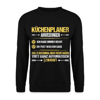 Küchenplaner Küchenfachberater Beruf Job Spruch - Unisex Pullover - Schwarz - Vorne - Alina (178cm) & Michal (187cm)