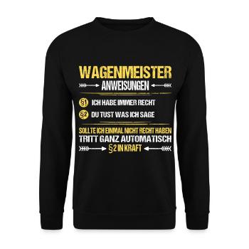 Wagenmeister Eisenbahn Hotel Spruch Lustig Witzig - Unisex Pullover - Schwarz - Vorne - Alina (178cm) & Michal (187cm)