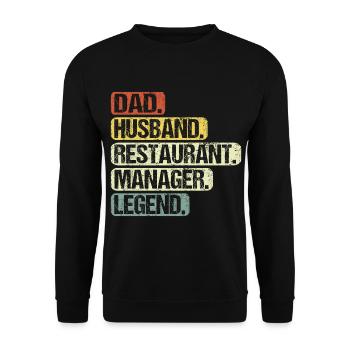 Hotel and Restaurant Manager Papa Husband Saying - Unisex Sweatshirt - black - Front - Alina (178cm) & Michal (187cm)