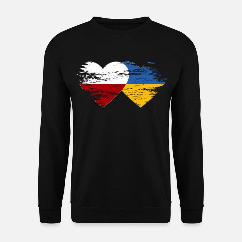 Pologne Ukraine drapeau utilisé coeur - Sweat-shirt Unisexe - noir