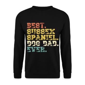 Sussex Spaniel Dad Papa Herrchen Vintage Best - Unisex Pullover - Schwarz - Vorne - Alina (178cm) & Michal (187cm)