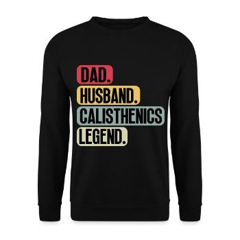 Calisthenics Dad Ehemann Lustige Sprüche Vintage - Unisex Pullover - Schwarz - Vorne - Alina (178cm) & Michal (187cm)