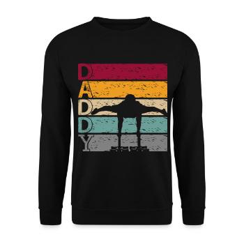 Calisthenics Dad Papa Push Up Training für Ihn - Unisex Pullover - Schwarz - Vorne - Alina (178cm) & Michal (187cm)