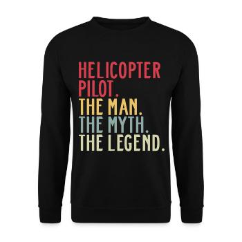 Hubschrauberpilot Helikopter Dad Sprüche Vintage - Unisex Pullover - Schwarz - Vorne - Alina (178cm) & Michal (187cm)