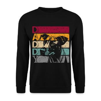 Mountain Cur Hund Dad Daddy Papa Herrchen Vintage - Unisex Pullover - Schwarz - Vorne - Alina (178cm) & Michal (187cm)