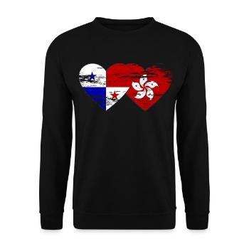 Panama Hong Kong Flagge used - Unisex Pullover - Schwarz - Vorne - Alina (178cm) & Michal (187cm)