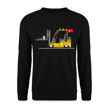 Türkischer Staplerfahrer Cay Döner - Unisex Pullover - Schwarz - Vorne - Alina (178cm) & Michal (187cm)