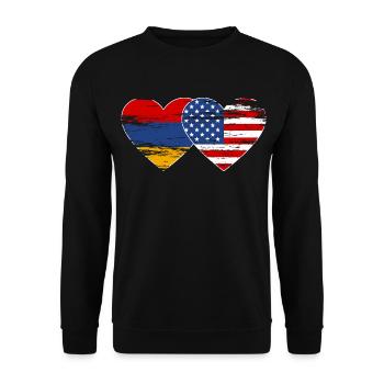 Armenia USA flag heart used - Unisex Sweatshirt - black - Front - Alina (178cm) & Michal (187cm)