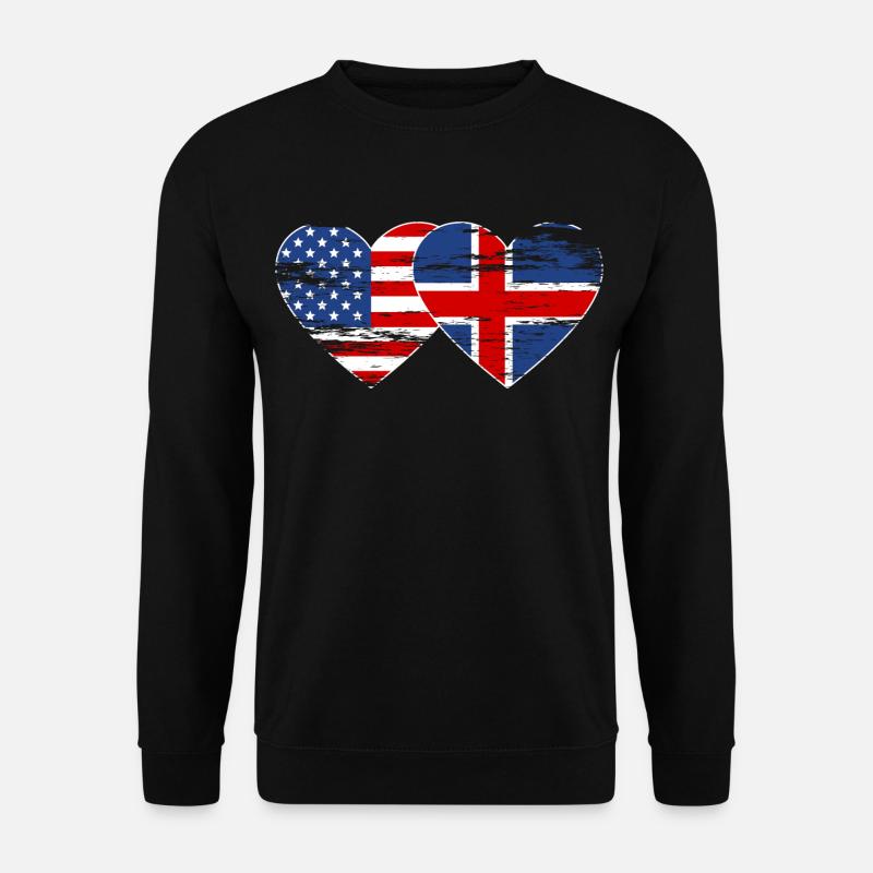 États-Unis Islande drapeau coeur utilisé - Sweat-shirt Unisexe - noir