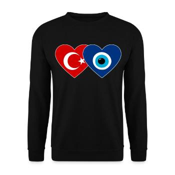 Turkey Nazarpearl Heart - Unisex Sweatshirt - black - Front - Alina (178cm) & Michal (187cm)