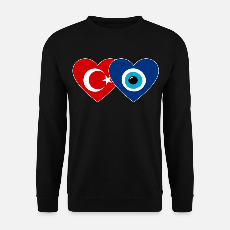 Türkei Nazarperle Herz - Unisex Pullover - Schwarz