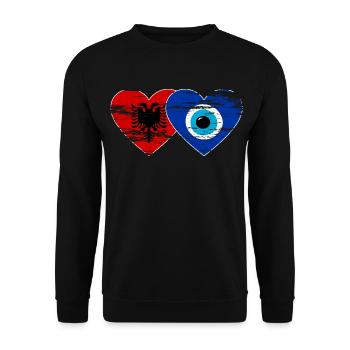 Albanie Nazar drapeau perle coeur utilisé - Sweat-shirt Unisexe - noir - Devant - Alina (178cm) & Michal (187cm)