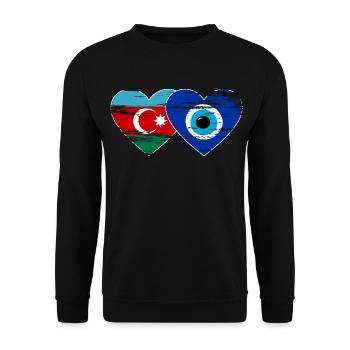 Aserbaidschan Nazarperle Flagge used - Unisex Pullover - Schwarz - Vorne - Alina (178cm) & Michal (187cm)